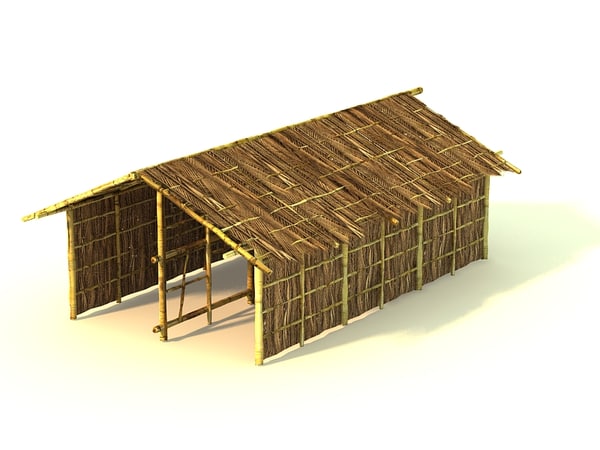 bamboo house 3d model - bamboo house textured by Litarvan