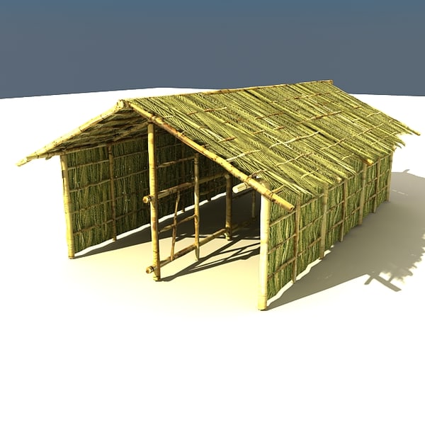 bamboo house 3d model - bamboo house textured by Litarvan