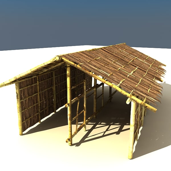 bamboo house 3d model - bamboo house textured by Litarvan