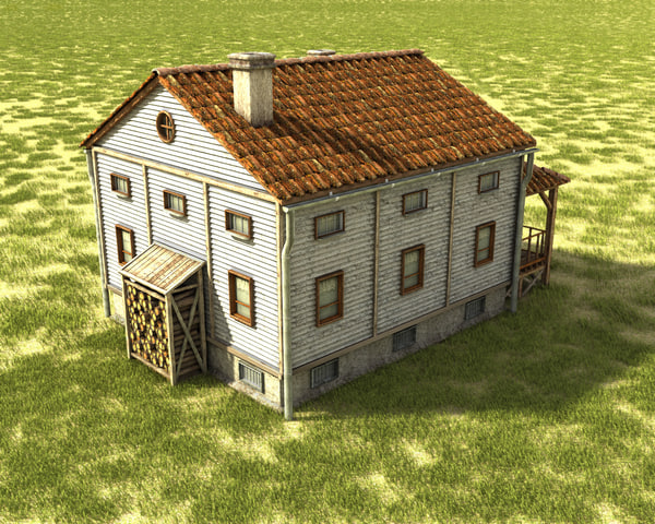 wooden planks 3d model - american building textured by Litarvan