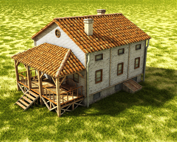 wooden planks 3d model - american building textured by Litarvan