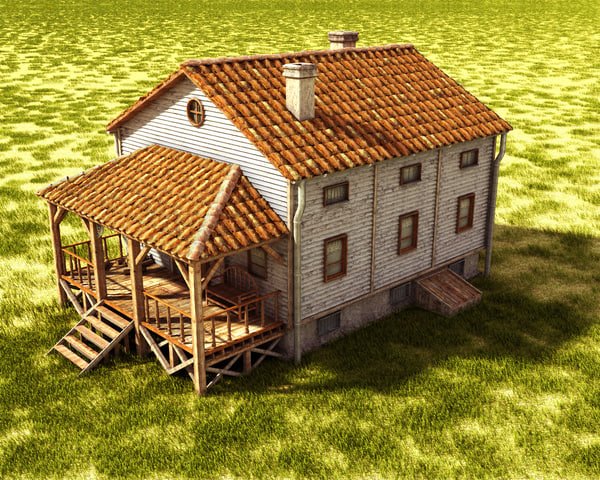 wooden planks 3d model - american building textured by Litarvan