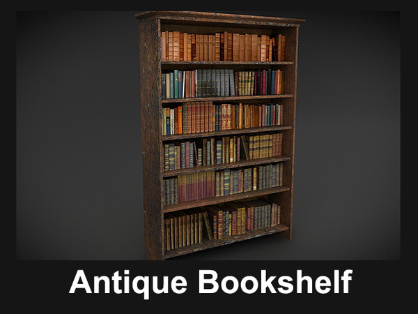 3d model antique bookshelf - antique bookshelf by denisVFX