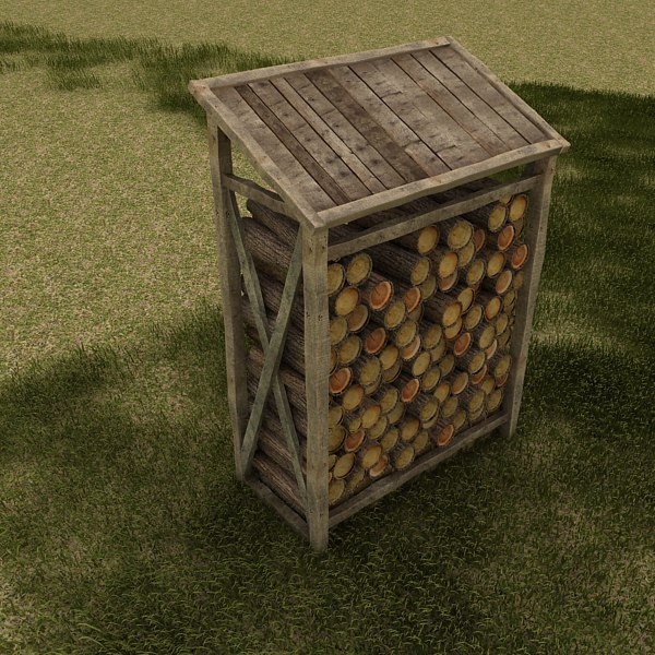 wood shed log 3d obj - wood log shed textured by Litarvan