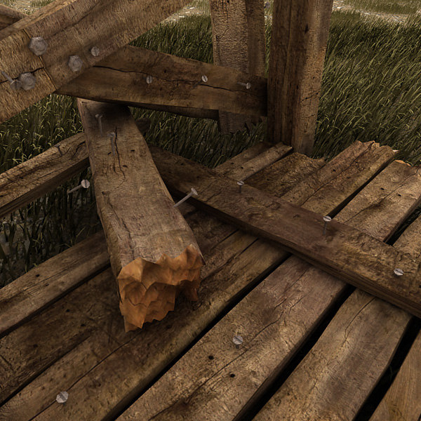 wooden wood beam 3d model - wooden beams constructions textured collection by Litarvan