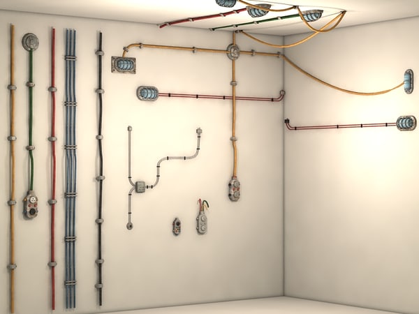 cables wall 3d model - cables on wall collection textured by Litarvan