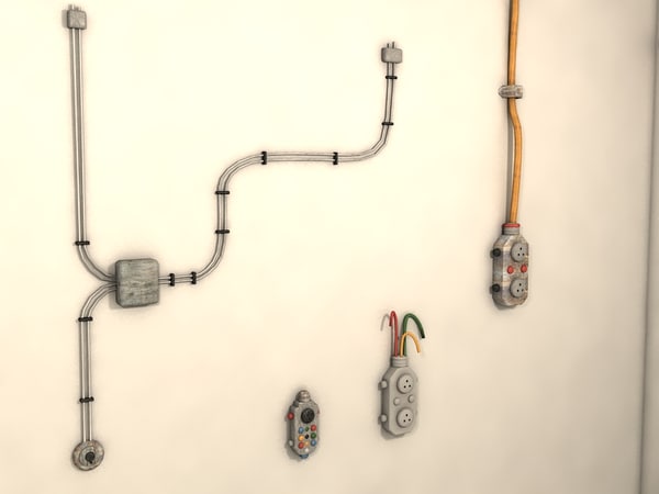 cables wall 3d model - cables on wall collection textured by Litarvan