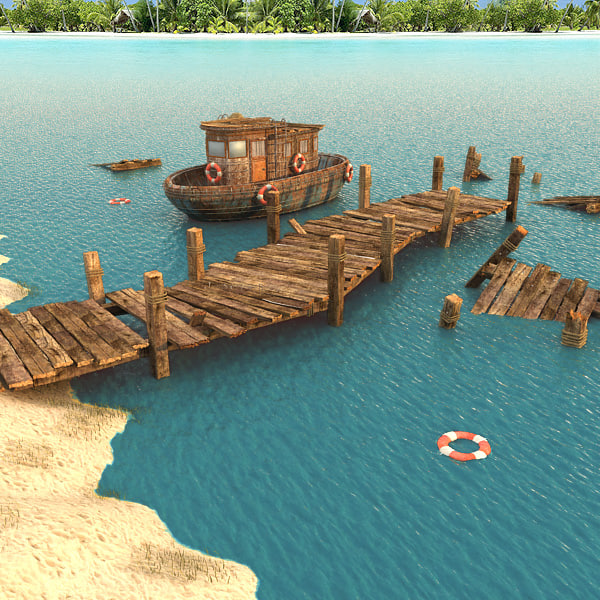 wooden pier 3ds - Wooden Pier Textured... by Litarvan