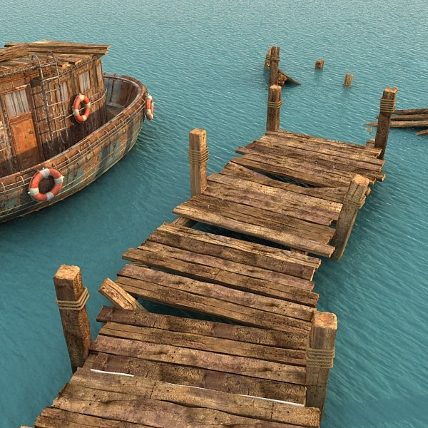 wooden pier 3ds - Wooden Pier Textured... by Litarvan