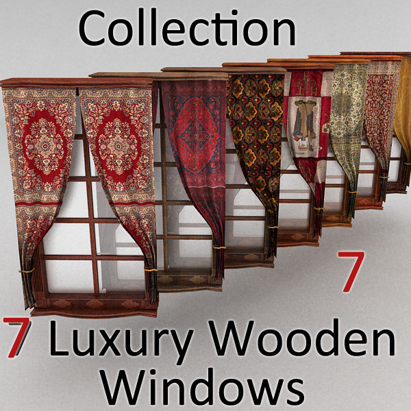 window wood curtain 3d model - window textured... by Litarvan