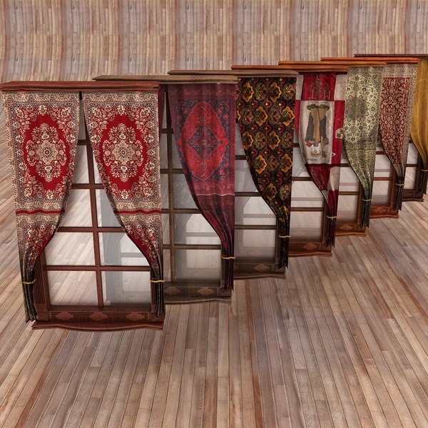 window wood curtain 3d model - window textured... by Litarvan