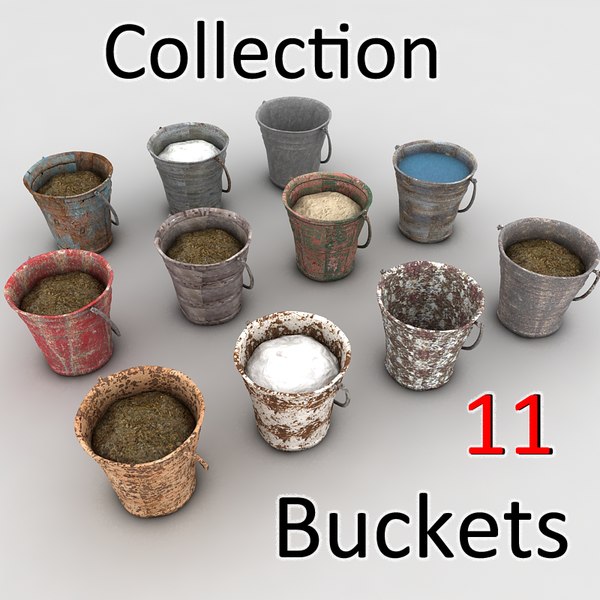 bucket fillings mud 3d model - metal bucket textured... by Litarvan
