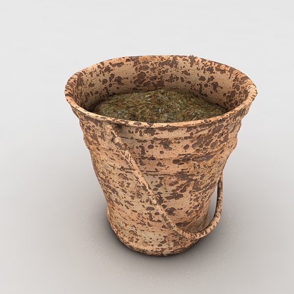 bucket fillings mud 3d model - metal bucket textured... by Litarvan