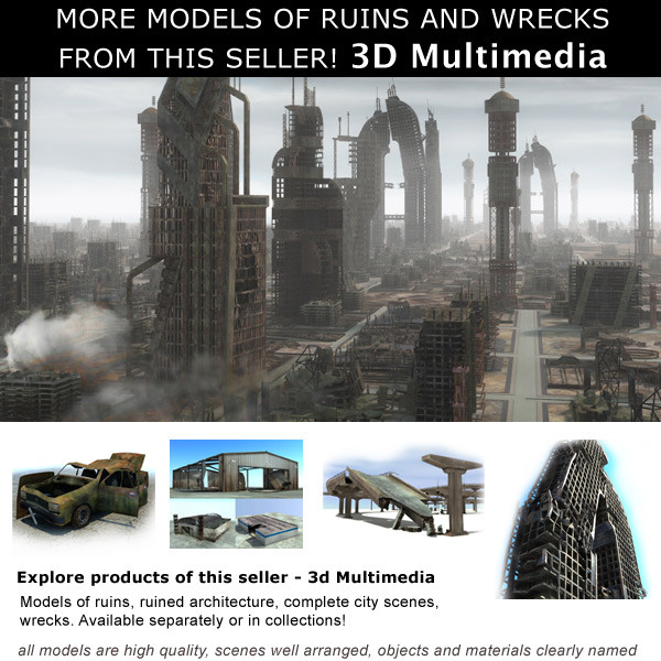 3d ready wrecked car ruins model - Wreck wrecked car ruined wreak by 3D_Multimedia