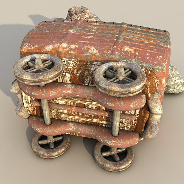 3d metal carts model - mine cart textured... by Litarvan