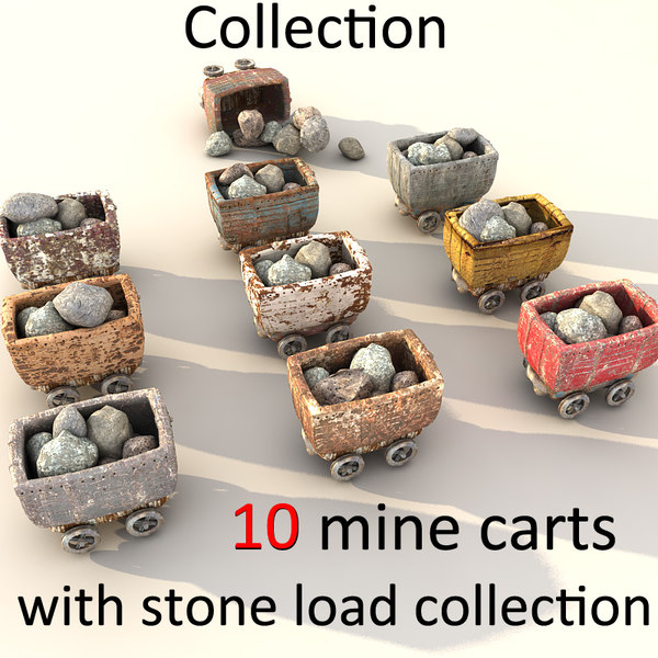 3d metal carts model - mine cart textured... by Litarvan