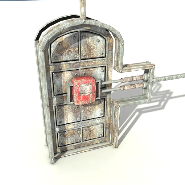 3d metal door moving - metal side moving door textured... by Litarvan