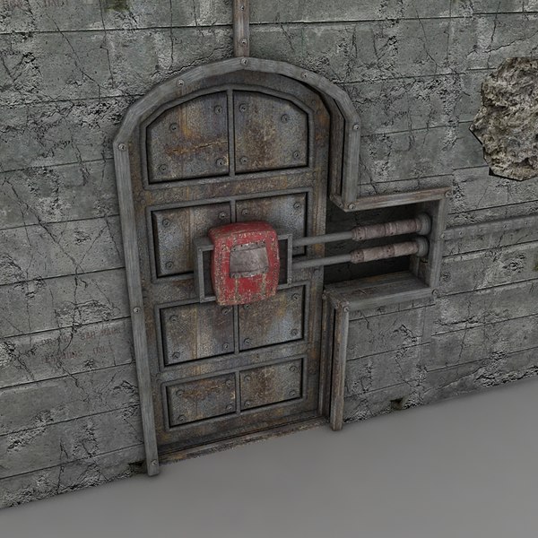 3d metal door moving - metal side moving door textured... by Litarvan