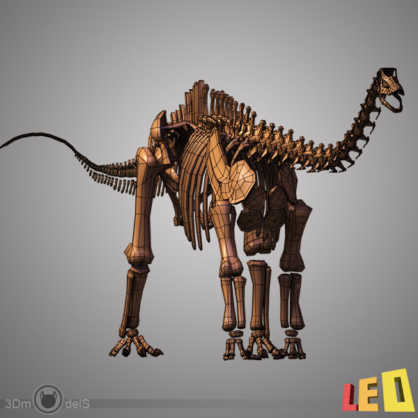 3ds max dino skeleton diplodocus separate - Dino skeleton / Diplodocus / with separate bones by leo3Dmodels