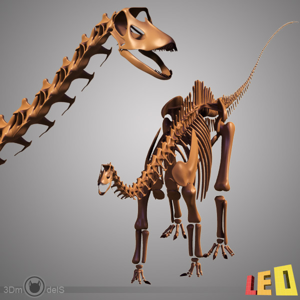 3ds max dino skeleton diplodocus separate - Dino skeleton / Diplodocus / with separate bones by leo3Dmodels