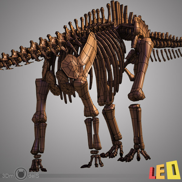 3ds max dino skeleton diplodocus separate - Dino skeleton / Diplodocus / with separate bones by leo3Dmodels