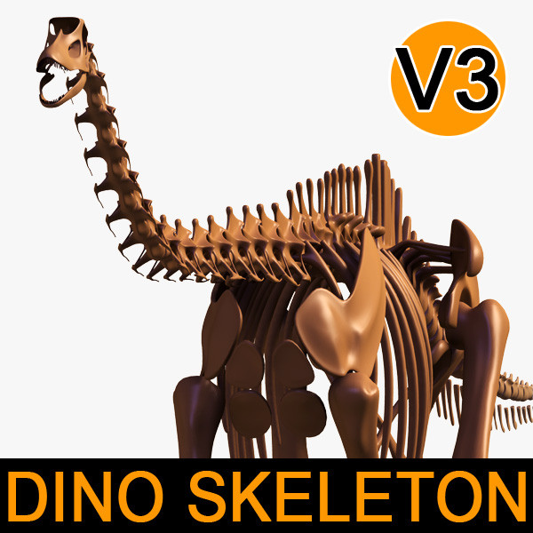 3ds max dino skeleton diplodocus separate - Dino skeleton / Diplodocus / with separate bones by leo3Dmodels