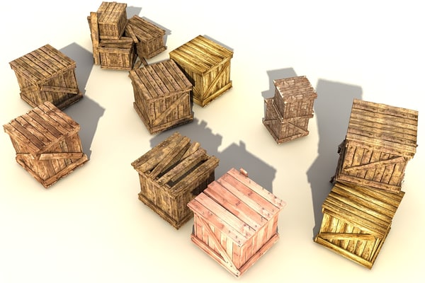 3d model wooden crates wood - wooden crates collection (2) by Litarvan