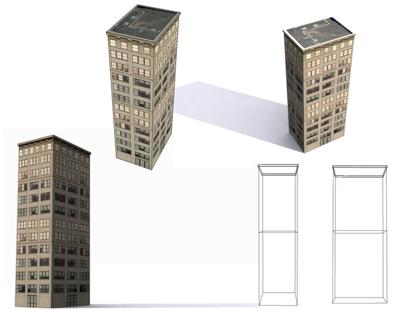 obj buildings nyc - Buildings low poly NYC by game assets