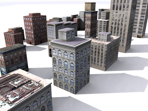 obj buildings nyc - Buildings low poly NYC by game assets