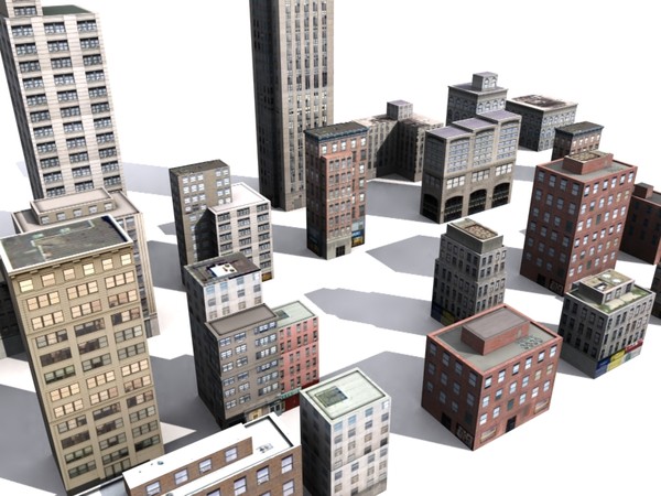 obj buildings nyc - Buildings low poly NYC by game assets