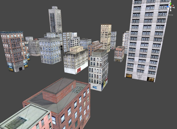 obj buildings nyc - Buildings low poly NYC by game assets