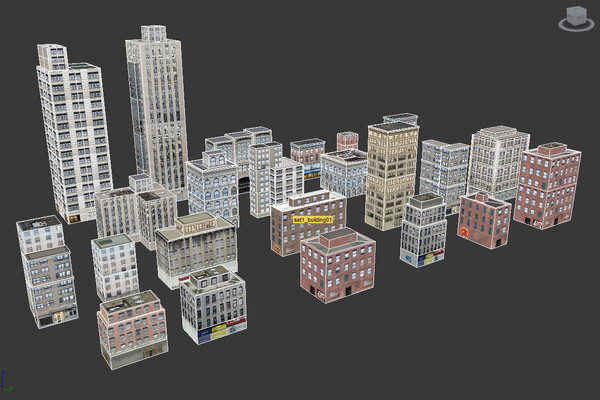 obj buildings nyc - Buildings low poly NYC by game assets