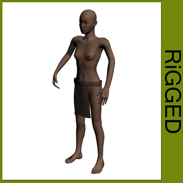 female ethnic character 3d model - Female ethnic character rigged by Mr. Spinky