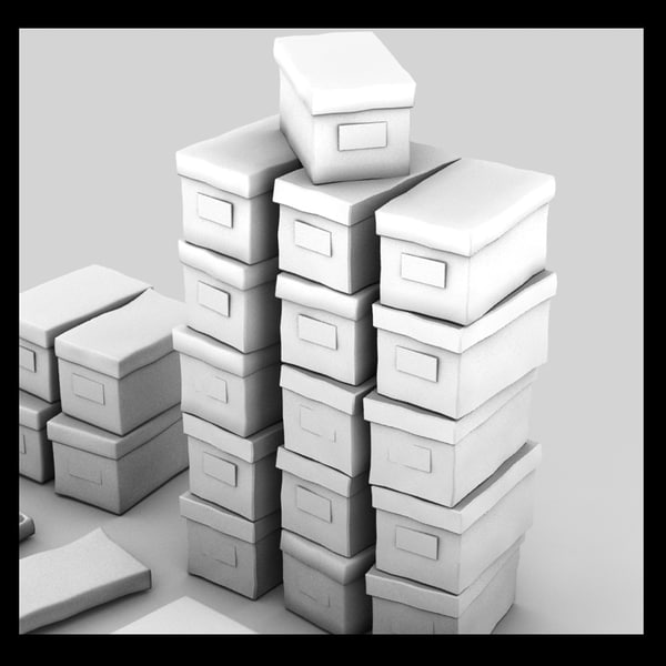 paper box cardboard 3d 3ds - cardboard paper boxes textured by Litarvan