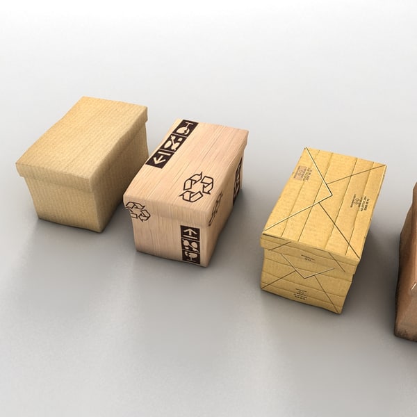 paper box cardboard 3d 3ds - cardboard paper boxes textured by Litarvan