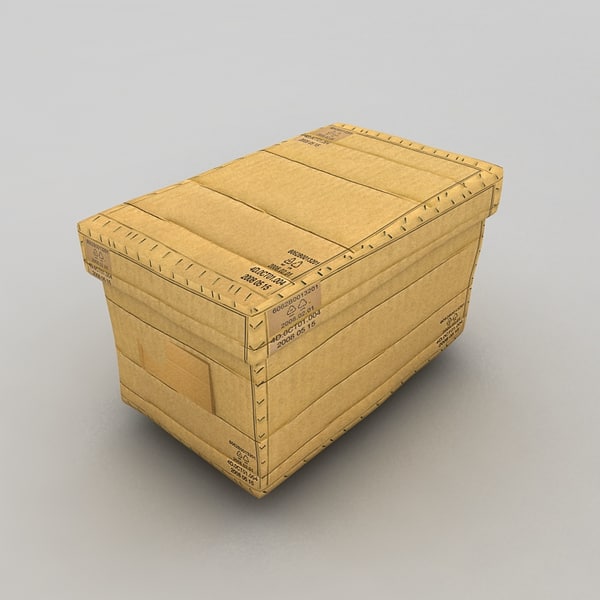 paper box cardboard 3d 3ds - cardboard paper boxes textured by Litarvan