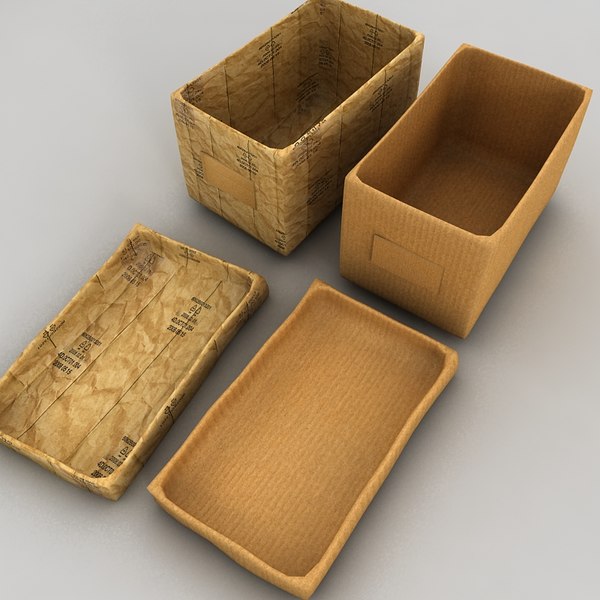 paper box cardboard 3d 3ds - cardboard paper boxes textured by Litarvan