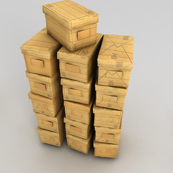 paper box cardboard 3d 3ds - cardboard paper boxes textured by Litarvan