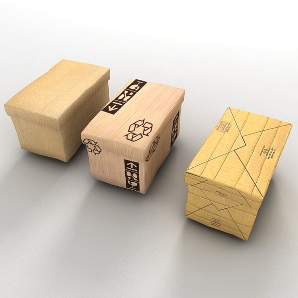 paper box cardboard 3d 3ds - cardboard paper boxes textured by Litarvan