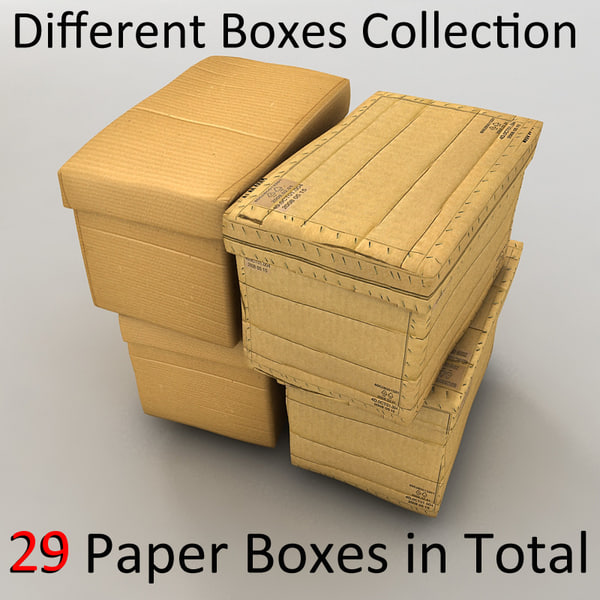paper box cardboard 3d 3ds - cardboard paper boxes textured by Litarvan