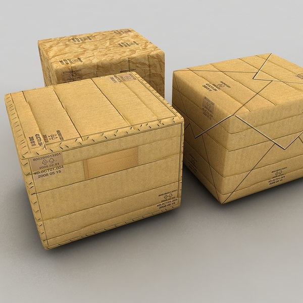 paper box cardboard 3d 3ds - cardboard paper boxes textured by Litarvan