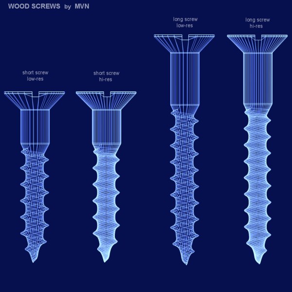 wood screws 3d model - Wood Screws by mvn