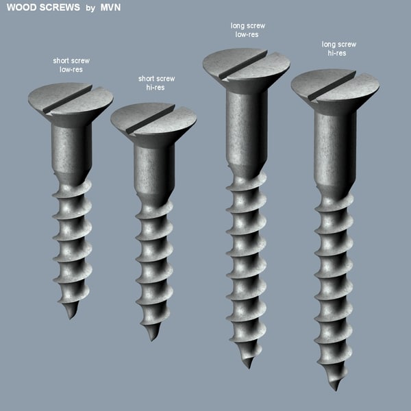 wood screws 3d model - Wood Screws by mvn