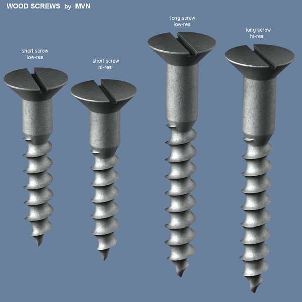 wood screws 3d model - Wood Screws by mvn