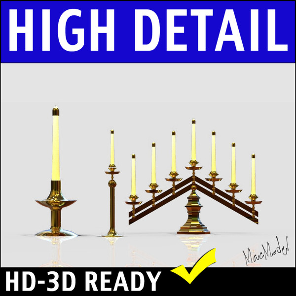 brass candelabra 3ds - Brass Candelabra 3D Model Collection by MAC_MODEL