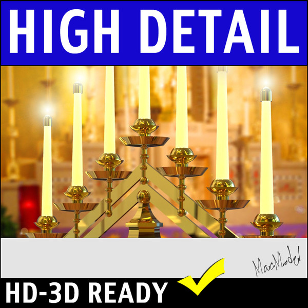 3d tiered candelabra model - Tiered Church Candles Candelabra 3D Model by MAC_MODEL
