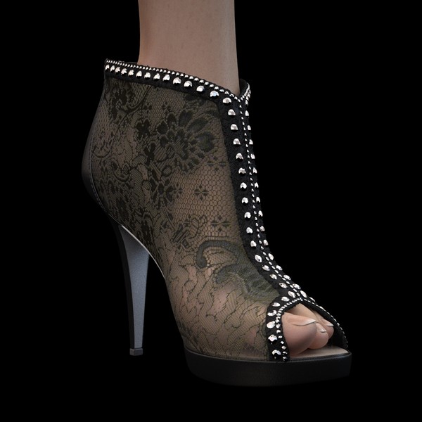 shoes caovilla lace 3d model - Caovilla - Lace Noir Shoes by marco brunori