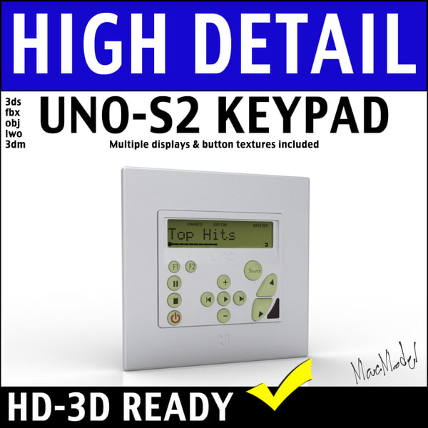 russound uno s2 keypad 3ds - Russound UNO S2 Keypad Audio Home Tuner 3D Model by MAC_MODEL