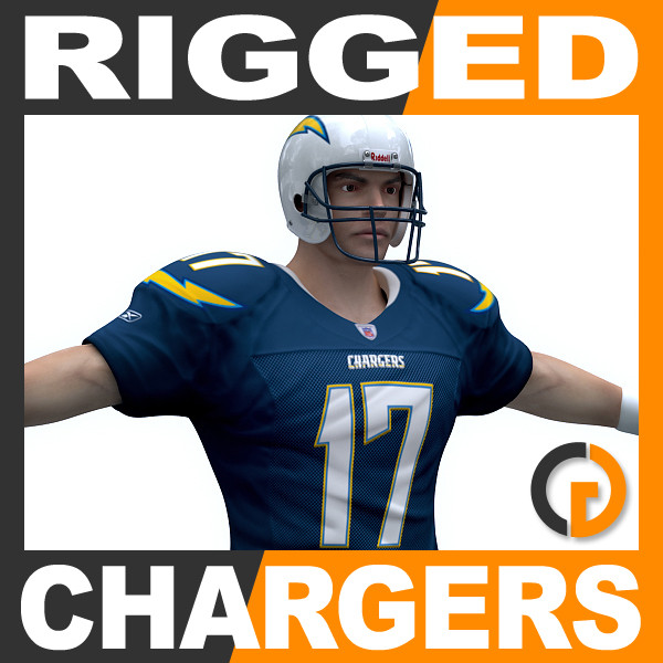 rigged san diego chargers 3d model - NFL Player San Diego Chargers Rigged by cgshape
