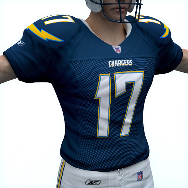 rigged san diego chargers 3d model - NFL Player San Diego Chargers Rigged by cgshape